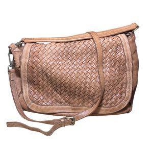 Fiori Di Firenze Luxury Woven Italian Leather Messenger Handbag MADE in ITALY